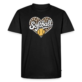 Motif léopard en forme de cœur de softball - T-shirt Premium bio Homme - noir - Devant - Nico (187cm)