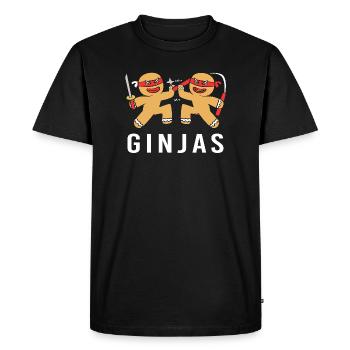 Gingerbread Christmas Ninja Gingerbread Man - Men's Premium Organic T-Shirt - black - Front - Nico (187cm)