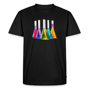 Des flacons de laboratoire colorés dans un jeu de couleurs - T-shirt Premium bio Homme - noir - Devant - Nico (187cm)
