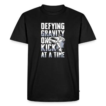 Unleash gravity with every kick - Men's Premium Organic T-Shirt - black - Front - Nico (187cm)