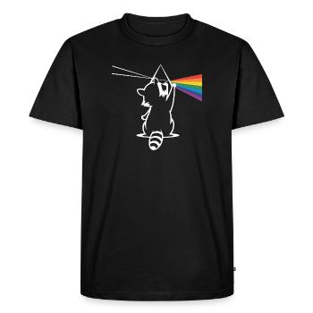 Raton laveur avec prisme et spectre arc-en-ciel - T-shirt Premium bio Homme - noir - Devant - Nico (187cm)