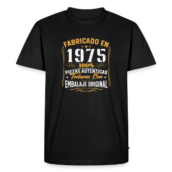 Manufactured 1975 Vintage Retro Birthday Gift - Men's Premium Organic T-Shirt - black - Front - Nico (187cm)