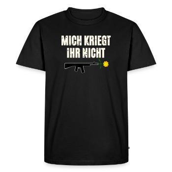 Protest pressure with weapon and flower - Men's Premium Organic T-Shirt - black - Front - Nico (187cm)