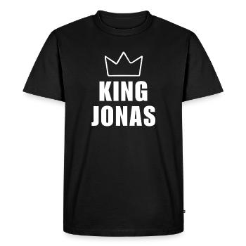 Nom de Jonas avec lettre J - Chemise King Crown - T-shirt Premium bio Homme - noir - Devant - Nico (187cm)