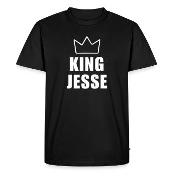 Nom de Jesse avec lettre J - Chemise King Crown - T-shirt Premium bio Homme - noir - Devant - Nico (187cm)