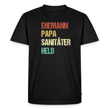 Mari Papa Paramédical Héros Hommes Design - T-shirt Premium bio Homme - noir - Devant - Nico (187cm)