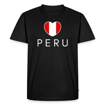 Cœur avec le drapeau du Pérou, fierté péruvienne - T-shirt Premium bio Homme - noir - Devant - Nico (187cm)