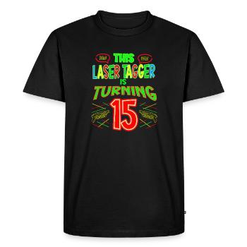 This Laser Tagger Is Turning 15 Years Old Laser - Men's Premium Organic T-Shirt - black - Front - Nico (187cm)