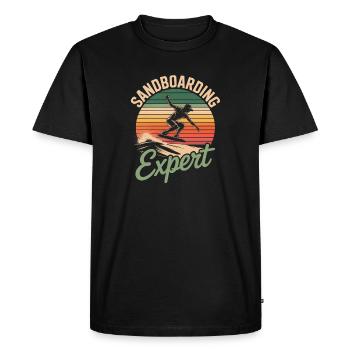 Rétro coucher de soleil Sandboarder Expert Été - T-shirt Premium bio Homme - noir - Devant - Nico (187cm)