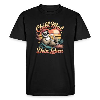 Temps de détente Votre vie Paresseux Soleil - T-shirt Premium bio Homme - noir - Devant - Nico (187cm)