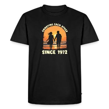 Anniversaire du harcèlement mutuel depuis 1972 - T-shirt Premium bio Homme - noir - Devant - Nico (187cm)