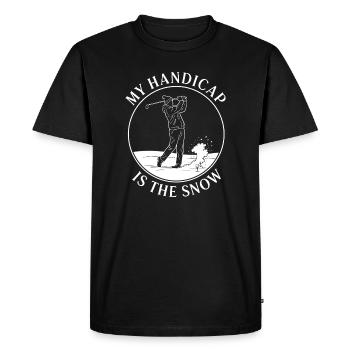 Mon handicap, c’est la neige - T-shirt Premium bio Homme - noir - Devant - Nico (187cm)