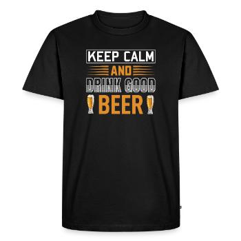 Restez calme, buvez de la bière - T-shirt Premium bio Homme - noir - Devant - Nico (187cm)
