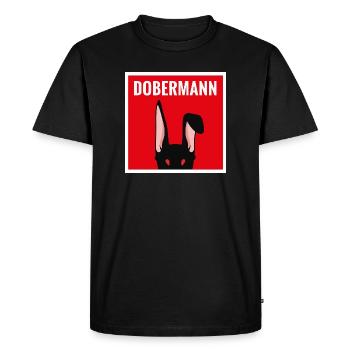 Humorous Doberman Rabbit - Men's Premium Organic T-Shirt - black - Front - Nico (187cm)
