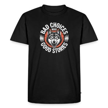 Les mauvais choix font les bonnes histoires Loup - T-shirt Premium bio Homme - noir - Devant - Nico (187cm)