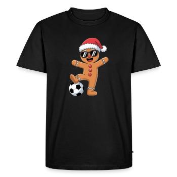 Dessin animé de Noël de football drôle - T-shirt Premium bio Homme - noir - Devant - Nico (187cm)