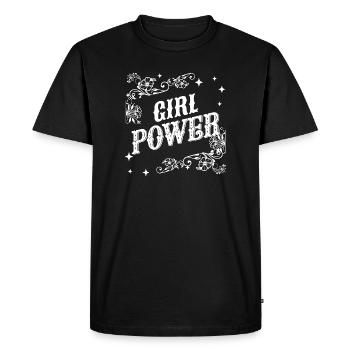 Contrasting Floral Power Girl - Men's Premium Organic T-Shirt - black - Front - Nico (187cm)