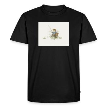 Charmante grenouille pêcheur Illustration - T-shirt Premium bio Homme - noir - Devant - Nico (187cm)