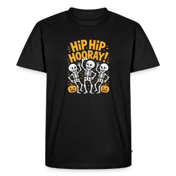 Hip Hip Hourra Halloween Squelettes Fête - T-shirt Premium bio Homme - noir - Devant - Nico (187cm)