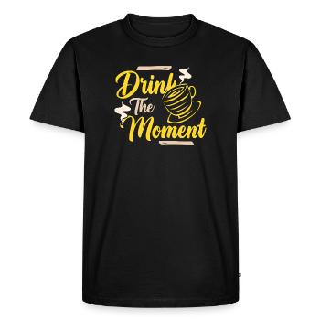 Drink the moment coffee - Men's Premium Organic T-Shirt - black - Front - Nico (187cm)