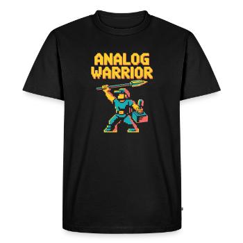 Analog Warrior Pop Culture Retro Video Game - Men's Premium Organic T-Shirt - black - Front - Nico (187cm)