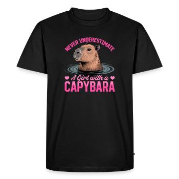 Funny Capybara - Männer Premium Bio T-Shirt - Schwarz - Vorne - Nico (187cm)