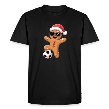 Noël Football Dessin animé Football - T-shirt Premium bio Homme - noir - Devant - Nico (187cm)