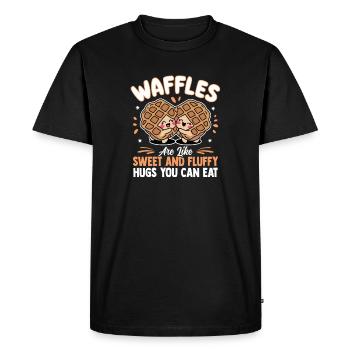 Gaufres sucrées Relation gaufre moelleuse - T-shirt Premium bio Homme - noir - Devant - Nico (187cm)