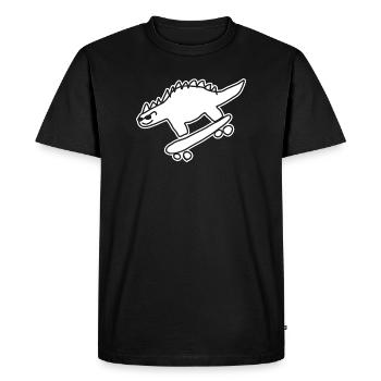 Dino on Skateboard – Kawaii & Urban Style - Men's Premium Organic T-Shirt - black - Front - Nico (187cm)