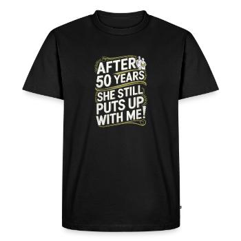 Conception humoristique de célébration du 50e anniversaire - T-shirt Premium bio Homme - noir - Devant - Nico (187cm)
