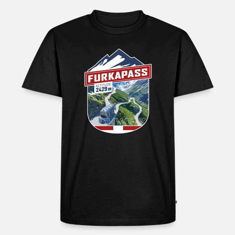 Sticker_CH_Furka - Männer Premium Bio T-Shirt - Schwarz
