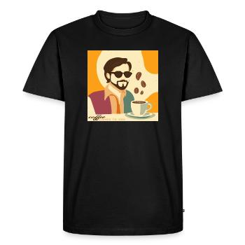 Café vintage / rétro Affiche - T-shirt Premium bio Homme - noir - Devant - Nico (187cm)