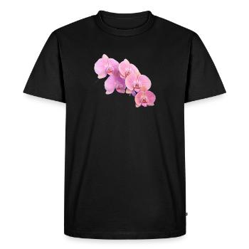 Pink Orchid Isolated Clipart  - Men's Premium Organic T-Shirt - black - Front - Nico (187cm)