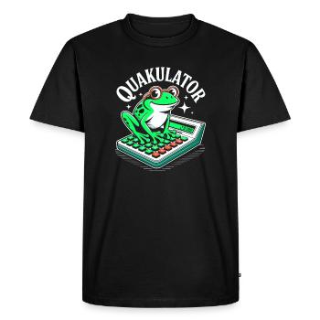 Funny Saying Math Frog Calculator - Men's Premium Organic T-Shirt - black - Front - Nico (187cm)