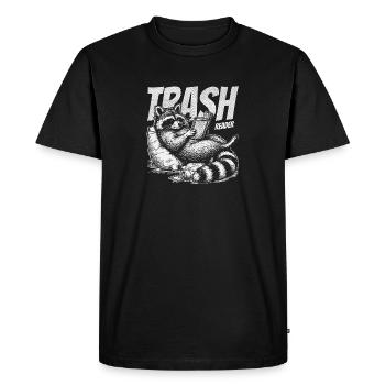Trash Reader Funny Raccoon Bookworm Retro - Men's Premium Organic T-Shirt - black - Front - Nico (187cm)