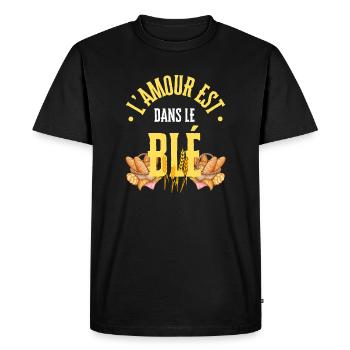 L'amour est dans le blé - T-shirt Premium bio Homme - noir - Devant - Nico (187cm)