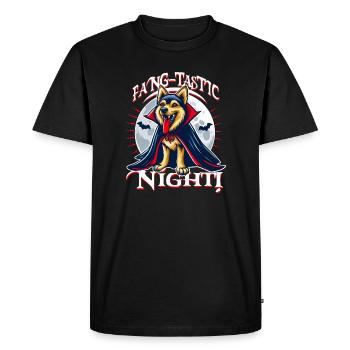 Vampire Chien Fang-tastic Nuit d’Halloween - T-shirt Premium bio Homme - noir - Devant - Nico (187cm)