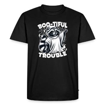 Ghost Raccoon: Boo-tiful Halloween Trouble - Men's Premium Organic T-Shirt - black - Front - Nico (187cm)