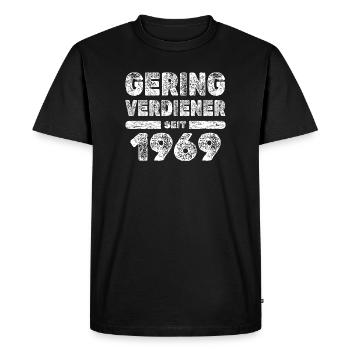 Low-income earners 1969 - Men's Premium Organic T-Shirt - black - Front - Nico (187cm)