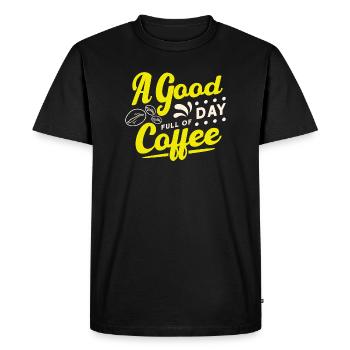 Une bonne journée commence par un café - T-shirt Premium bio Homme - noir - Devant - Nico (187cm)