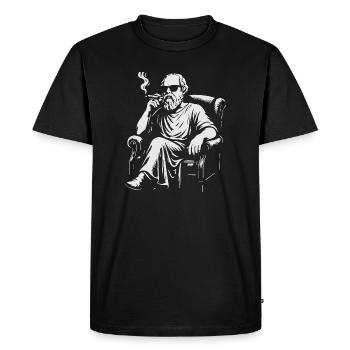 Socrates Smoker on Velvet Chair - Men's Premium Organic T-Shirt - black - Front - Nico (187cm)