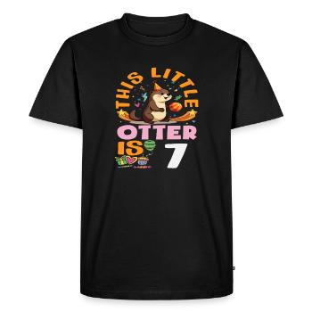 Cette loutre a 7 ans - Motif d’anniversaire mignon - T-shirt Premium bio Homme - noir - Devant - Nico (187cm)