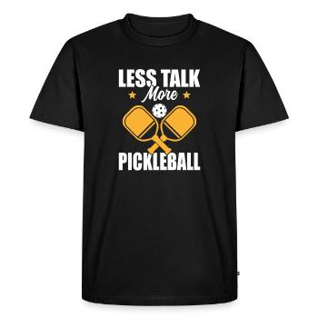 Moins de paroles, plus de cornichons - T-shirt Premium bio Homme - noir - Devant - Nico (187cm)