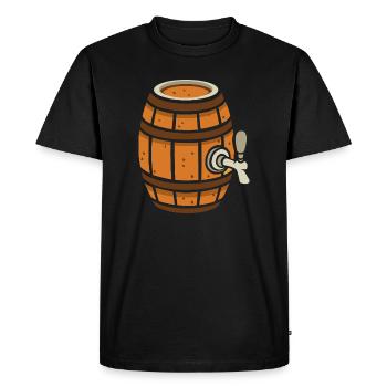 Rustic Beer Barrel Cartoon - Men's Premium Organic T-Shirt - black - Front - Nico (187cm)