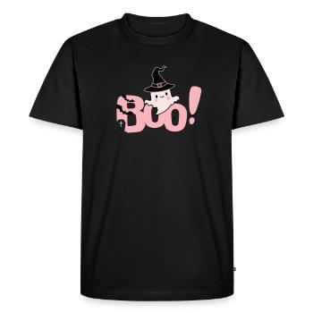 Little Pink Ghost - Men's Premium Organic T-Shirt - black - Front - Nico (187cm)