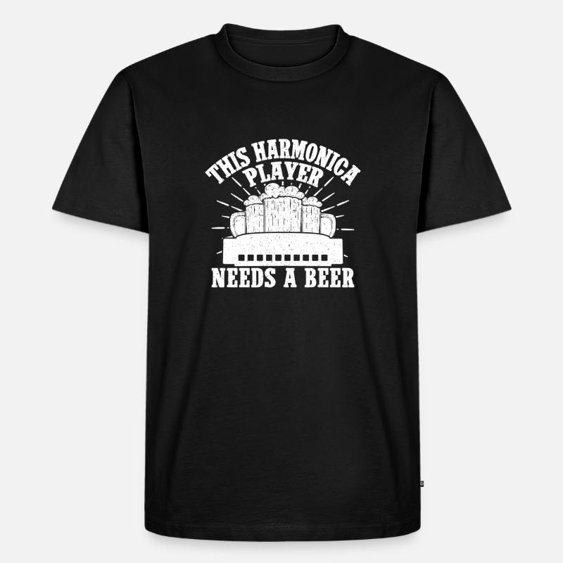 Harmonica Musican Needs A Beer Harmonica - Männer Premium Bio T-Shirt - Schwarz