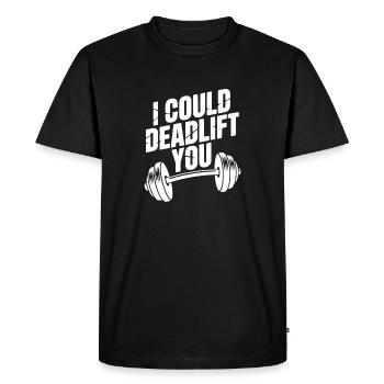 Je pourrais te soulever de terre - T-shirt Premium bio Homme - noir - Devant - Nico (187cm)