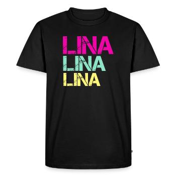 LINA Neon Triptych - Men's Premium Organic T-Shirt - black - Front - Nico (187cm)