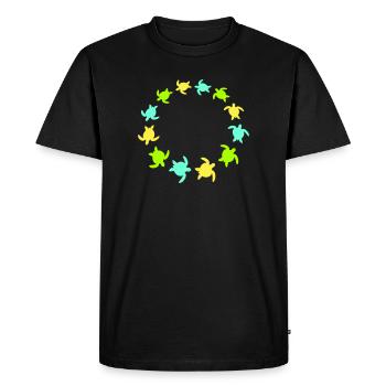 Many Turtles Circle Ring Colorful Round Silhouette - Men's Premium Organic T-Shirt - black - Front - Nico (187cm)