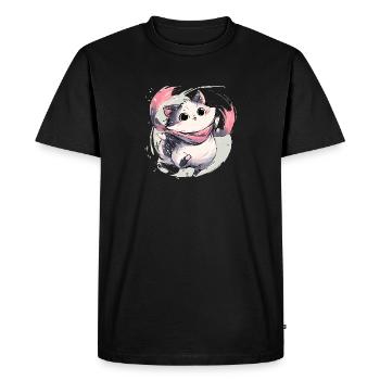 Chaton câlin avec écharpe rose - T-shirt Premium bio Homme - noir - Devant - Nico (187cm)